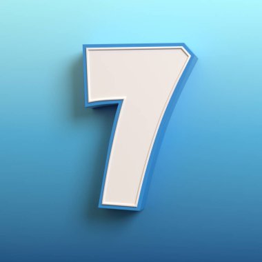 Çizgi film 3 boyutlu yazı tipi, 3 boyutlu çizim, 7 numara.