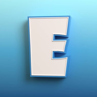 Çizgi film 3d yazı tipi, 3D çizim, E harfi.