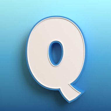 Çizgi film 3d yazı tipi, 3D çizim, Q harfi