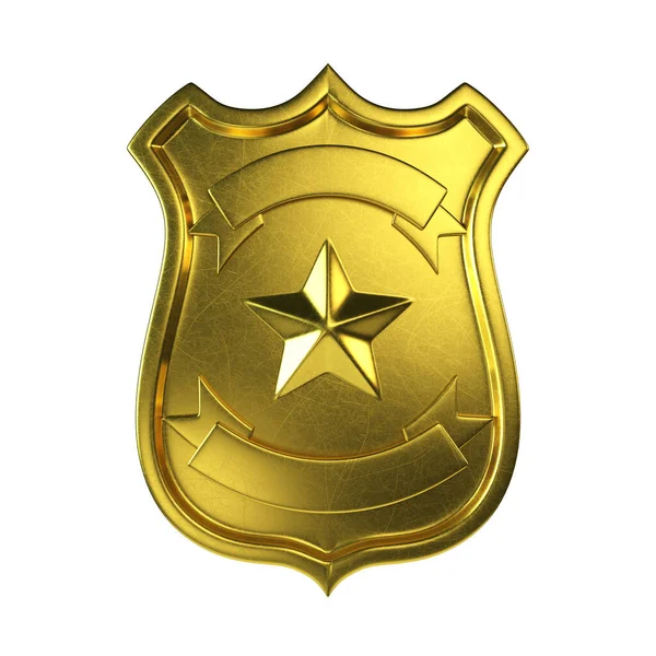 Blanco Gouden Badge Gouden Embleem Wapen Met Kopieerruimte Rendering — Stockfoto