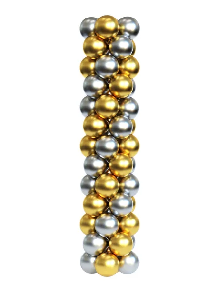 Zlaté Stříbrné Balónky Dekorace Rendering — Stock fotografie