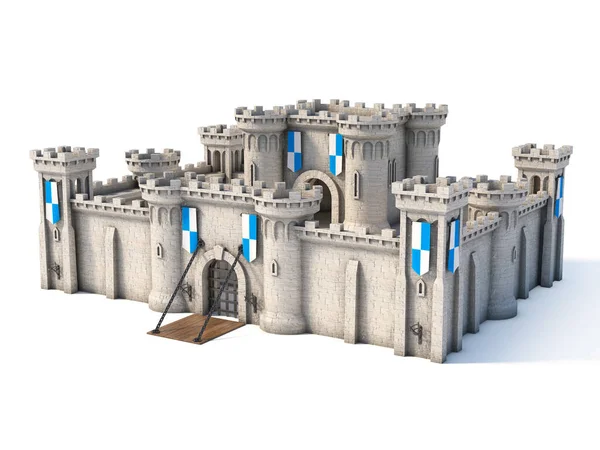 中世の要塞 中世の要塞3Dレンダリング — ストック写真