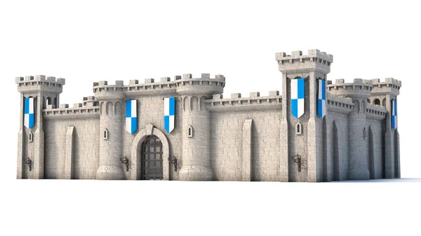 中世纪要塞 中世纪防御工事3D渲染 — 图库照片