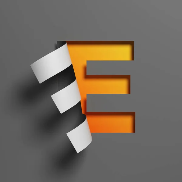 卷纸字体3D渲染字母E — 图库照片