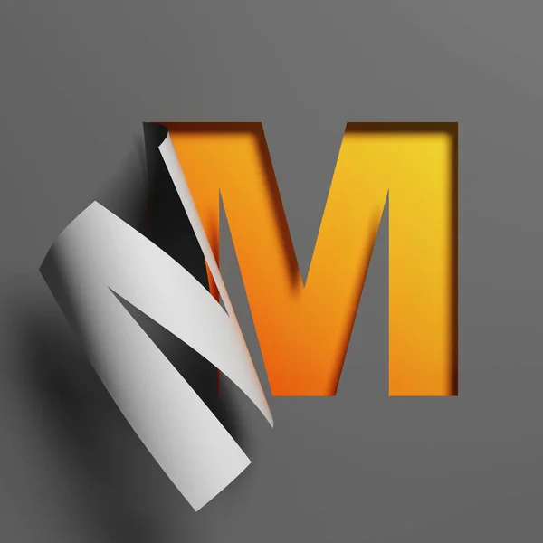 卷纸字体3D渲染字母M — 图库照片