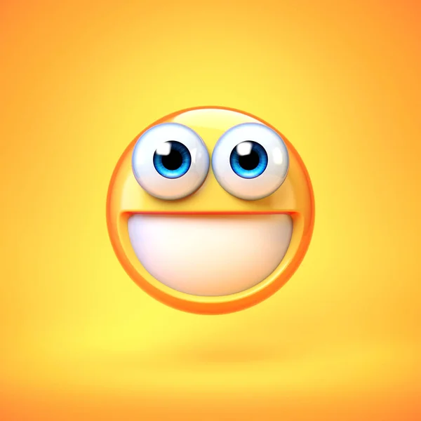 Smiling Emoji Isolated Yellow Background Teeth Emoticon Rendering — Stock Photo, Image