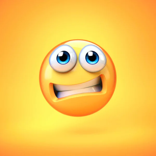 Scared Emoji Isolated White Background Emoticon Fear Rendering — Stock Photo, Image