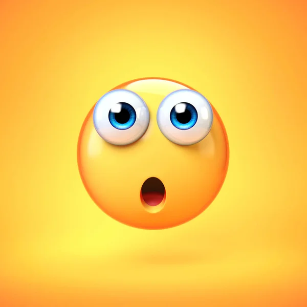 Surprised Emoji Isolated Yellow Background Shocked Emoticon Rendering — Stock Photo, Image