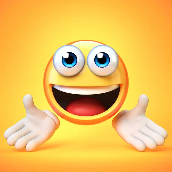 Presenteren Emoji Geïsoleerd Gele Achtergrond Begroeten Emoticon Rendering — Stockfoto