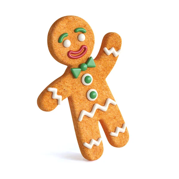 Gingerbread Uomo Rendering Isolato Sfondo Bianco — Foto Stock