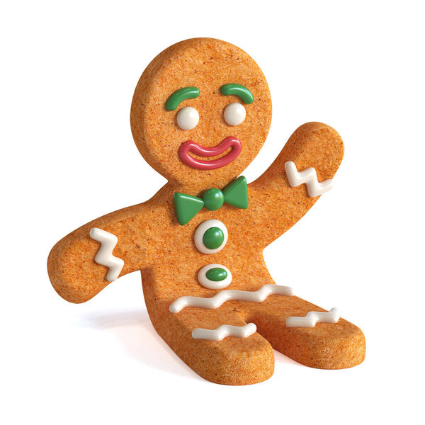 Gingerbread man 3d rendering isolated on white background