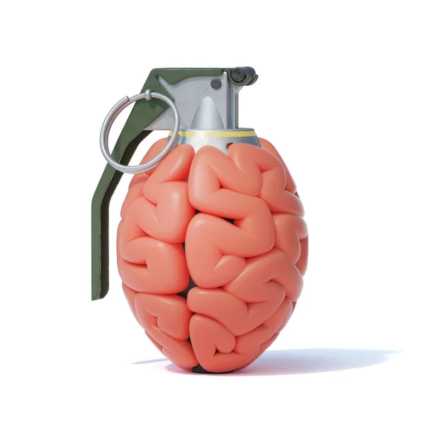 Hand Grenade Shape Human Brain Brain Storming Concept Mental Health — Stock Photo, Image