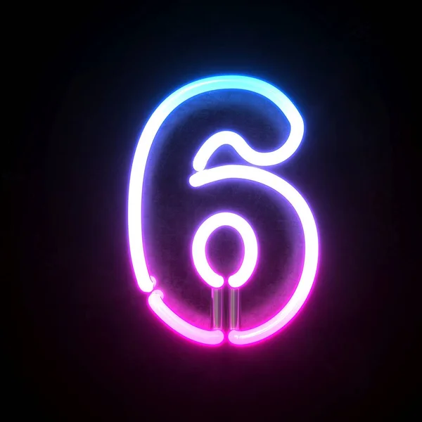 Neon Font Blue Pink Neon Light Rendering Number — Stock Photo, Image