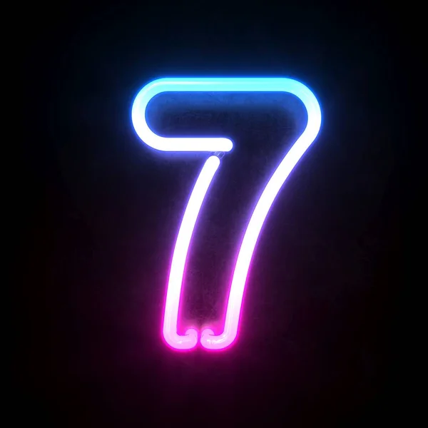 Neon Font Blue Pink Neon Light Rendering Numer — Zdjęcie stockowe