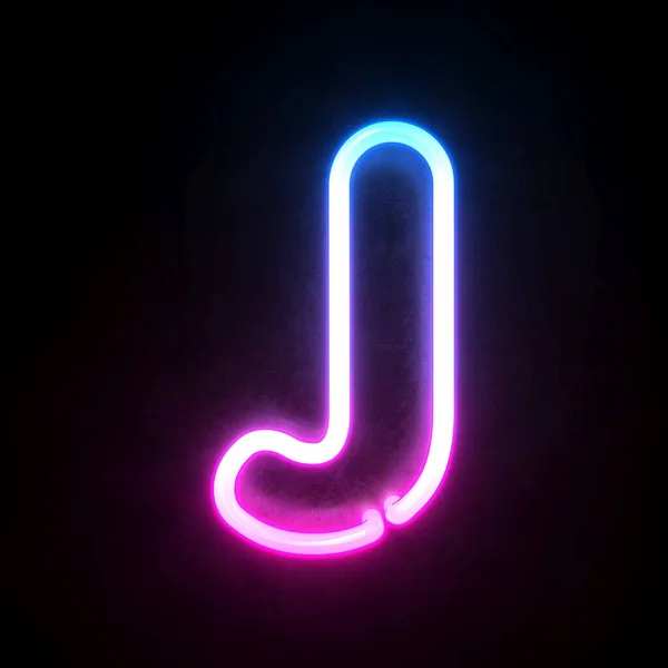 ネオン3Dフォント 青とピンクのネオンライト3Dレンダリング 手紙J — ストック写真