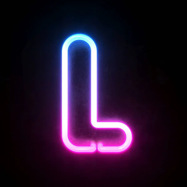 Neon 3D字体 蓝色和粉色霓虹灯3D渲染 字母L — 图库照片