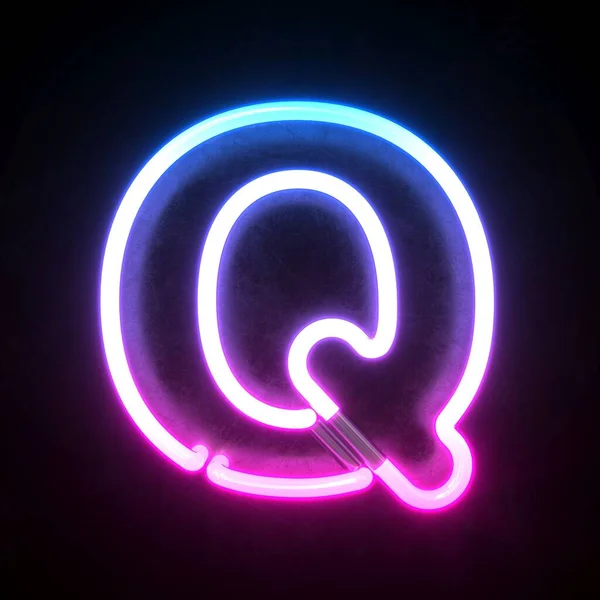 Neon Font Blue Pink Neon Light Rendering Letter — 스톡 사진