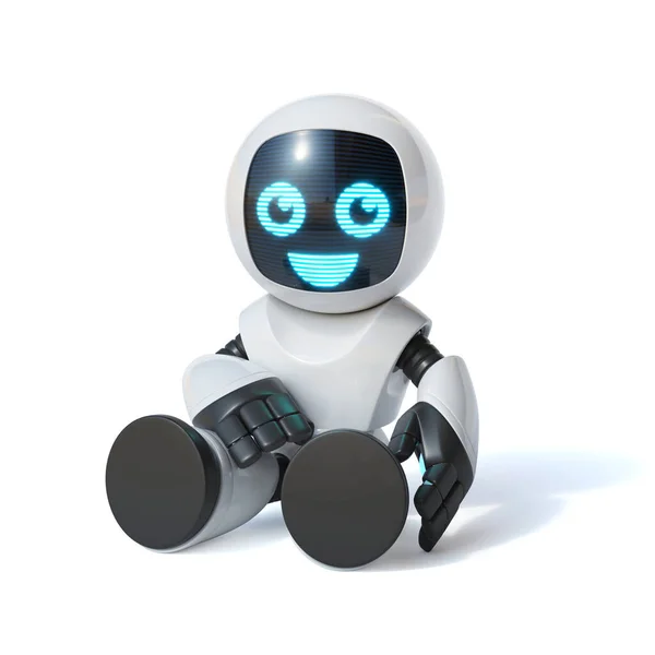Pequeño Juguete Robot Lindo Robot Aislado Sobre Fondo Blanco Renderizado — Foto de Stock