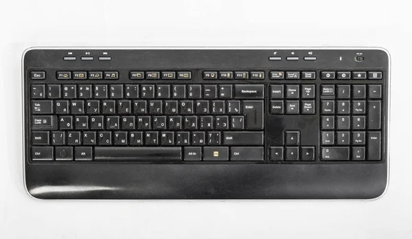 Vista Superior Del Teclado Inalámbrico Negro — Foto de Stock