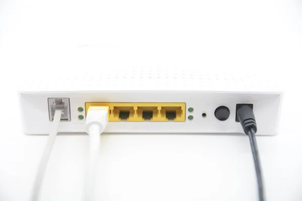 Modem Router Telephon Linjer Internet Anslutning Comunication Adsl Wifi Wireles — Stockfoto