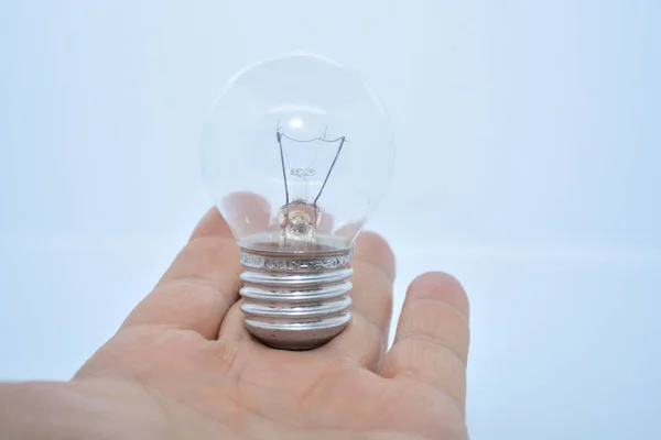 Lampe Électrique Sur Main Puissance Électrique Technologie Énergie — Photo