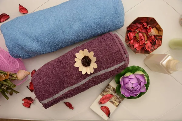 Havlu Banyo Sağlık Sağlıklı Spa Merkezi Çiçek Doğa — Stok fotoğraf