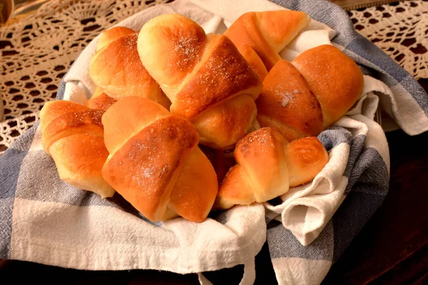 Croissant Comida Para Desayuno Hecha Mano —  Fotos de Stock