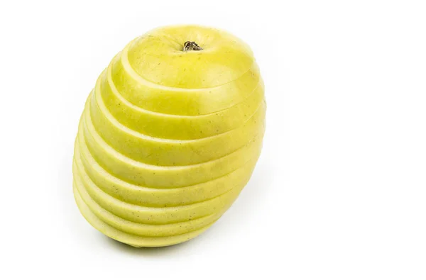 Apple Tagliato Fette Sottili Sullo Sfondo Bianco — Foto Stock