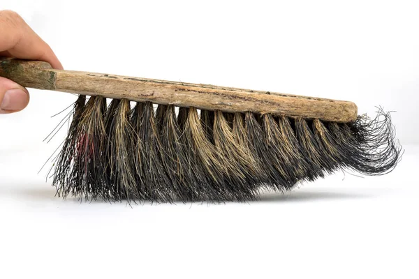 Cepillo Doméstico Limpieza Retro Con Cerdas Naturales —  Fotos de Stock