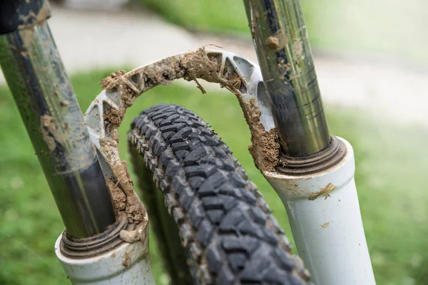 Bicicleta Trekking Sucia Después Carrera Bicicleta Muddy — Foto de Stock