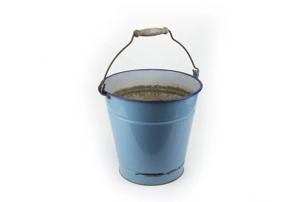 Old Retro Enamel Bucket White — Stock Photo, Image