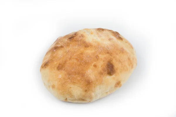 Traditioneel Zelfgebakken Brood Lepinja Een Wit — Stockfoto