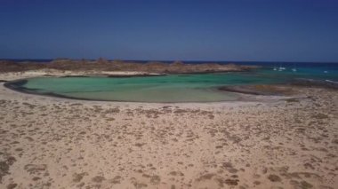 lagün ve sahil Fuerteventura lobos adanın havadan görünümü