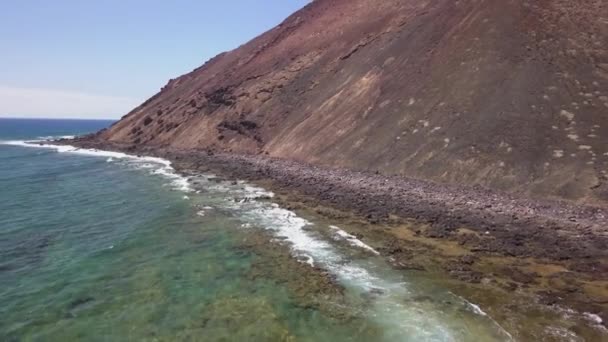 Vista Aérea Costa Ilha Lobos Fuerteventura — Vídeo de Stock