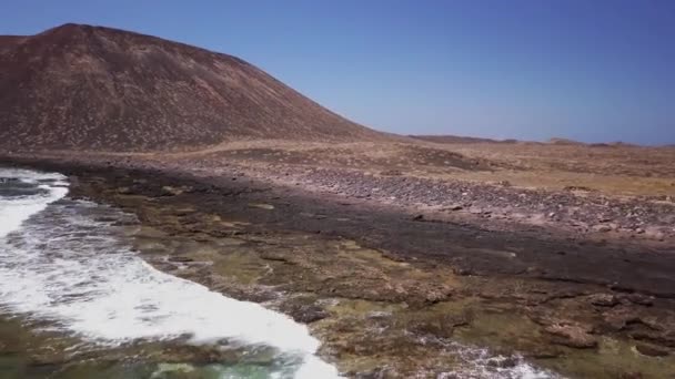 Luchtfoto Van Kust Van Het Eiland Lobos Fuerteventura — Stockvideo