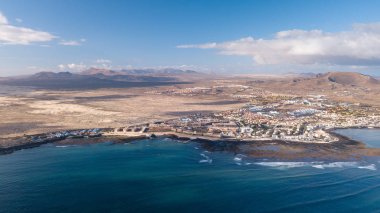 Corralejo Bay, fuerteventura - Kanarya Adaları havadan görünümü