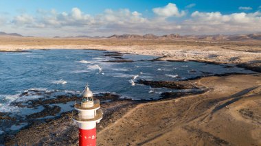 deniz feneri günbatımı, Kuzey-Batı Sahili fuerteventura, havadan görünümü