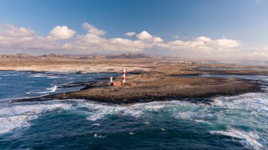 deniz feneri günbatımı, Kuzey-Batı Sahili fuerteventura, havadan görünümü