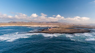 deniz feneri günbatımı, Kuzey-Batı Sahili fuerteventura, havadan görünümü