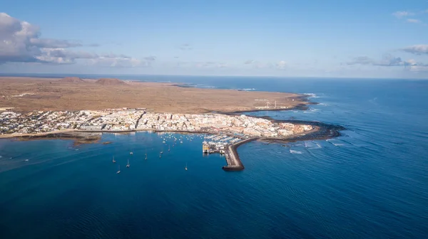 Widok Lotu Ptaka Corralejo Bay Fuerteventura Wyspy Kanaryjskie — Zdjęcie stockowe