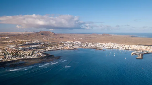 Flygfoto Över Corralejo Bay Fuerteventura Kanarieöarna — Stockfoto