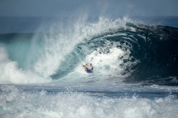 Lanzarote Listopada 2018 Surfer Duża Fala Konkurs Klasa Quemao Lanzarote — Zdjęcie stockowe