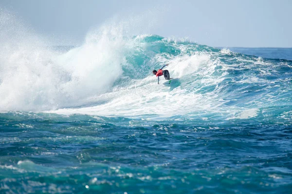 Lanzarote Novembro 2018 Surfista Grande Onda Competição Quemao Class Lanzarote — Fotografia de Stock