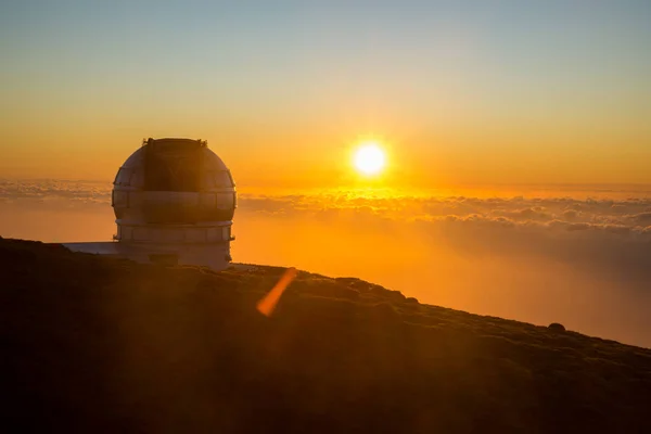 Widok obserwatoriów z góry Roque De Los Muchachos, La Palma Obrazek Stockowy