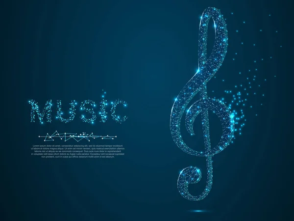 Triple Clef Vecteur Polygonal Style Art Illustration Basse Poly Wireframe — Image vectorielle