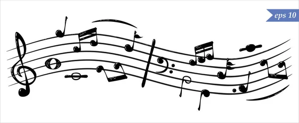 Notes Musicales Dans Conception Fluide Des Éléments Dans Style Réaliste — Image vectorielle