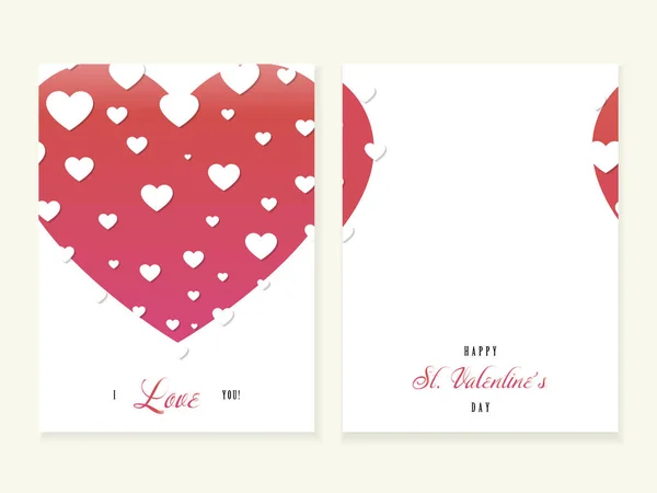 Valentinstag Großes Herz Grußkarte Buntes Design Weiße Herzen Auf Zwei — Stockvektor