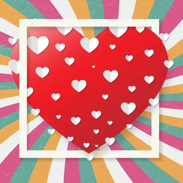 Dia São Valentim Fevereiro Cartão Saudação Grande Coração Vermelho Design — Vetor de Stock