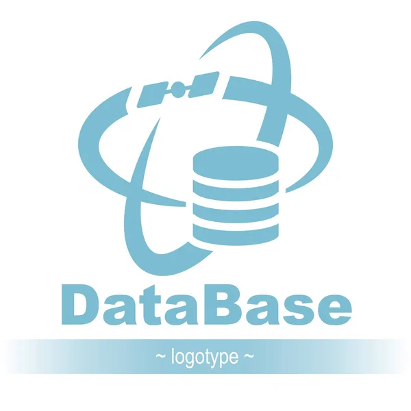 Icône Base Logo Plat Simple Base Données Avec Orbite Satellite — Image vectorielle
