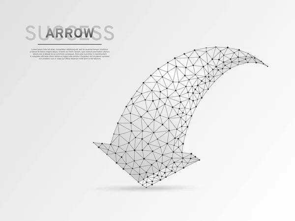 Pfeil vorwärts wireframe digitale 3D-Illustration. Low-Poly-Business-Visionär, Herausforderung, Zielkonzept mit Linien, Punkten und Sternenhimmel auf weißem Hintergrund. Vektor polygonaler Origami-Stil rgb — Stockvektor